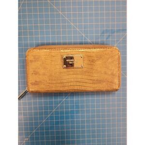 Michael Kors Wallet Zip Around Lizard Embossed Leather Designer Purse Clutch